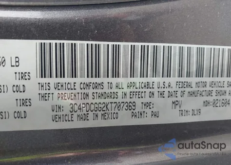 2019 Dodge Journey Crossroad from USA, damaged, VIN 3C4PDCGG2KT707369